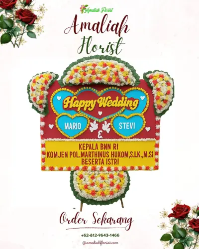 Karangan Papan Bunga Pernikahan di Buanajaya